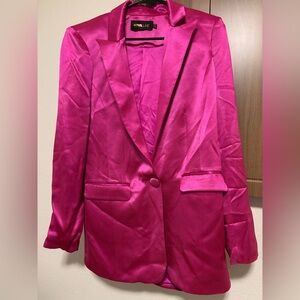 Nova Luxe- Fuchsia Satin Blazer and Pant Set